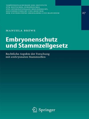 cover image of Embryonenschutz und Stammzellgesetz